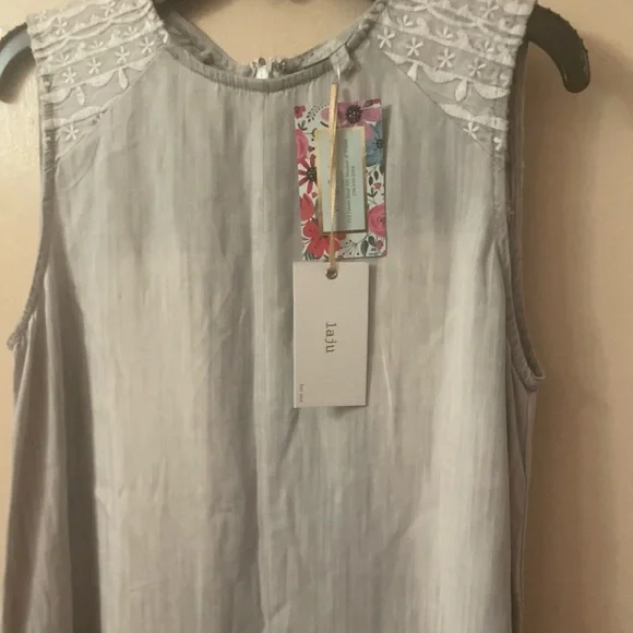 Laju Los Angeles Sz 6 xsmall gray sleeveless dress midi ruffle hem Ptp 17 “ 35 L - Picture 3 of 9